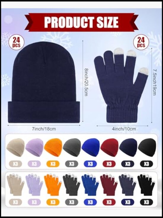 Bulk Winter Beanie Gloves Set 48 Pieces Knit Hats Touchscreen Gloves Unisex main image 4